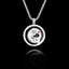 Round 925 sterling silver pendant featuring a Japanese ink wash painting of lotus flowers with a red seal.