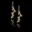 Long drop earrings in the shape of an olive tree branch, featuring a rhodium-plated silver stem and multiple small gold-plated leaves.