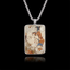 Rectangular 925 sterling silver pendant featuring the Minoan fresco of the Saffron Gatherer from Akrotiri, Santorini.