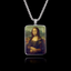 Rectangular 925 sterling silver pendant featuring the famous Mona Lisa portrait by Leonardo da Vinci.
