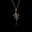 Two-tone 925 sterling silver pendant necklace featuring a gold-plated olive branch with rhodium-plated silver leaves on an adjustable gold chain.