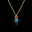 Gold plated 925 sterling silver pendant necklace featuring a round 5mm smooth turquoise gemstone in a bezel setting on an adjustable chain.