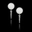 Pair of 925 sterling silver drop earrings with cascading pebble-shaped dangles and blank white ceramic inserts ready for custom printing.
