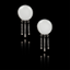 Pair of 925 sterling silver drop earrings featuring a fringe of three textured silver coils and blank white ceramic inserts ready for custom printing.