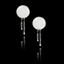 Pair of 925 sterling silver drop earrings featuring twin textured spiral dangles of staggered lengths and blank white ceramic inserts ready for custom printing.