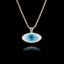 Stylized Blue Evil Eye Silver Pendant - Modern Pop Art Necklace