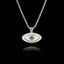 Green Graphic Evil Eye Silver Pendant - Modern Sketch Art Necklace