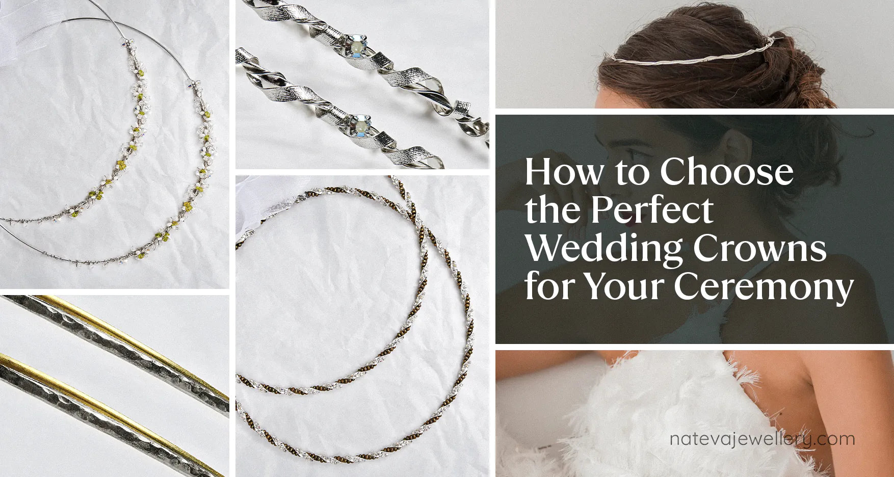 Collage of wedding crowns with text on choosing the perfect crown for a ceremony.