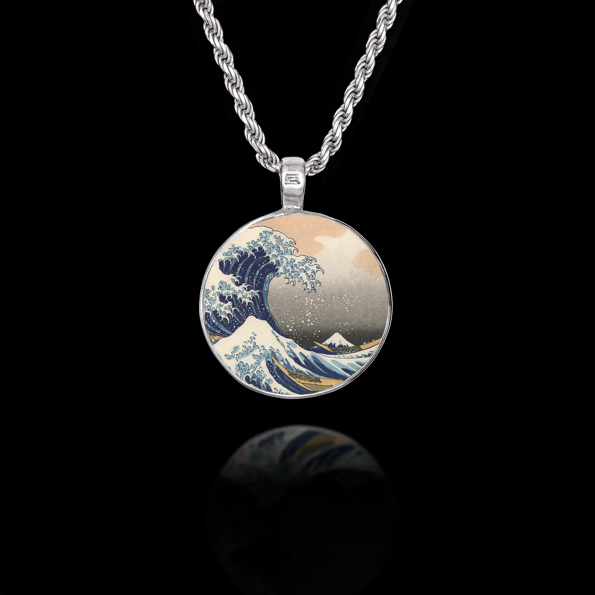 Great Wave off Kanagawa Silver Pendant - Hokusai Japanese Art Necklace Main image