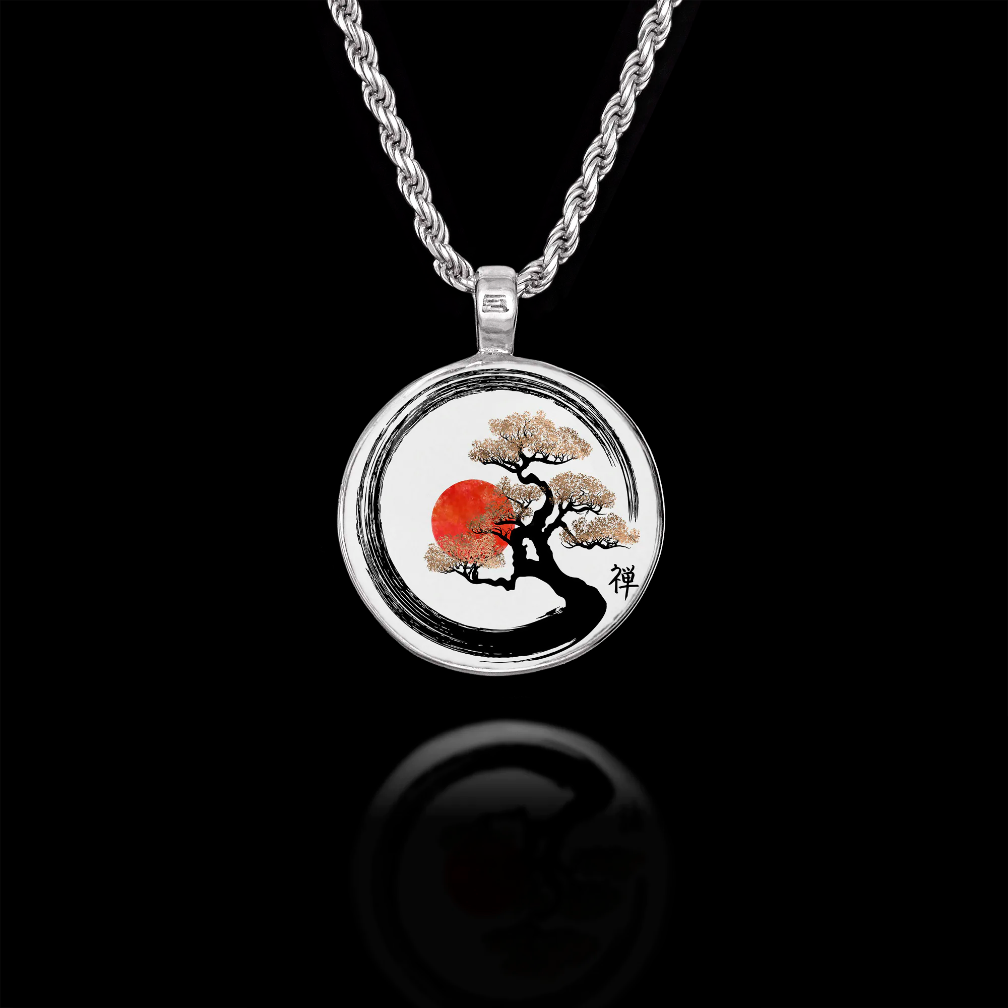 Zen Bonsai Tree Silver Pendant - Japanese Art Necklace Main image
