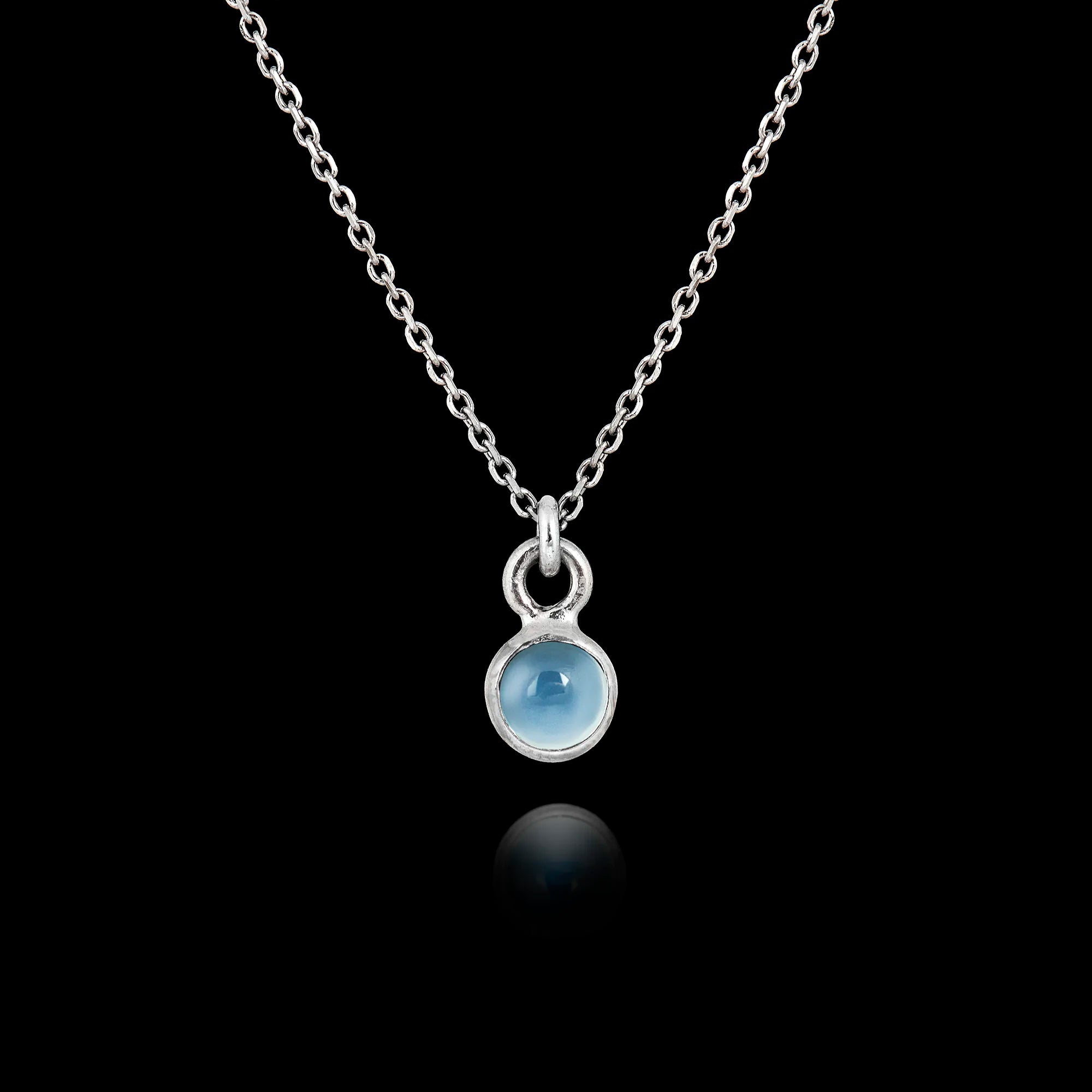 25 sterling silver pendant necklace featuring a round 5mm aquamarine gemstone on an adjustable silver chain. Main image