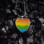 Rainbow Pride Silver Heart Pendant - LGBTQ+ Necklace