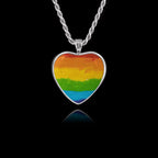 Rainbow Pride Silver Heart Pendant - LGBTQ+ Necklace
