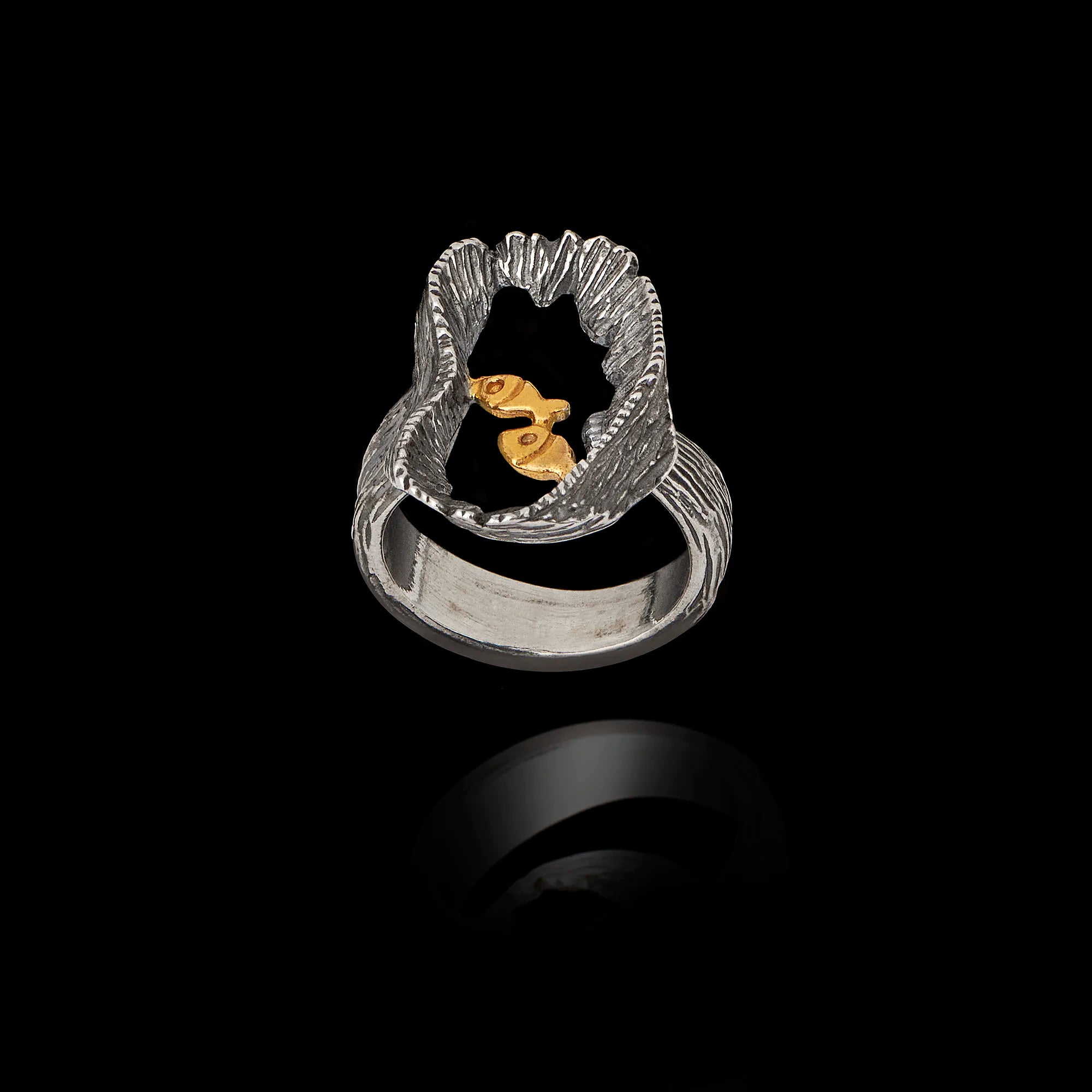 Double Fish "Coral Reef" Statement Ring - 925 Silver Main image