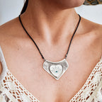 Evil Eye Heart Shield Silver Necklace - Modern Protection Amulet