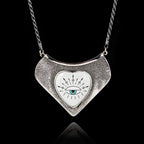 Evil Eye Heart Shield Silver Necklace - Modern Protection Amulet