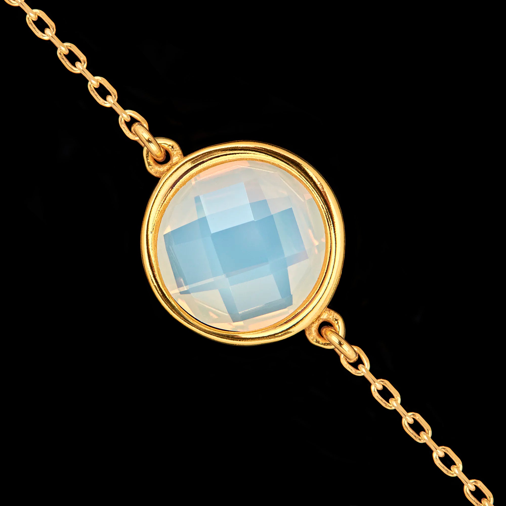 Gold Bracelet with Round White Stone - 925 Silver Bracelet Secondary image