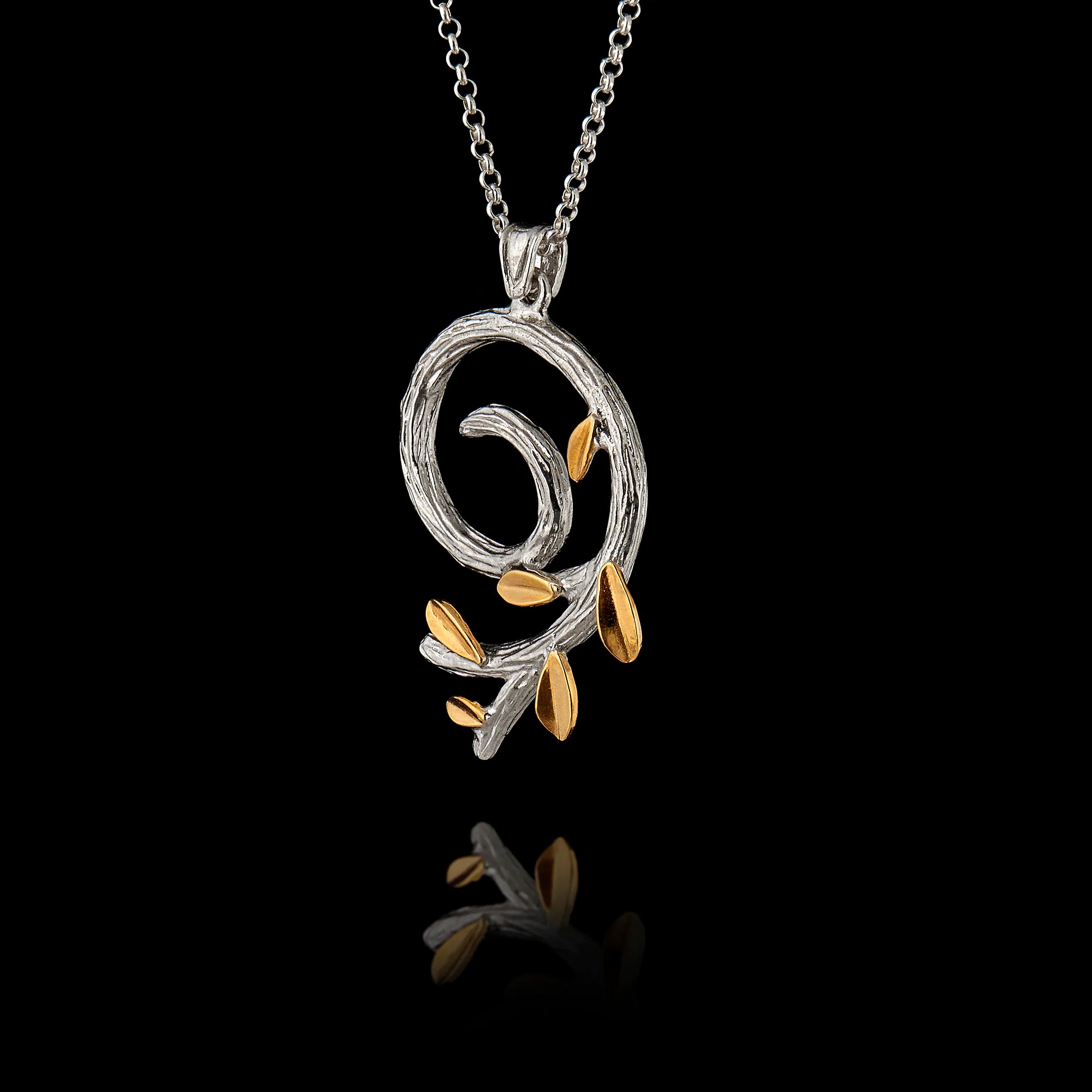 Olive Spiral Branch Pendant - 925 Silver Secondary image