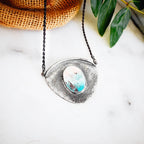Tropical Beach Silver Necklace - Abstract Ocean Art Pendant