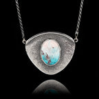 Tropical Beach Silver Necklace - Abstract Ocean Art Pendant