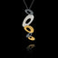 Necklace with circular pendant on a black background