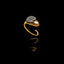 Gold and silver leaf-shaped ring on a black background