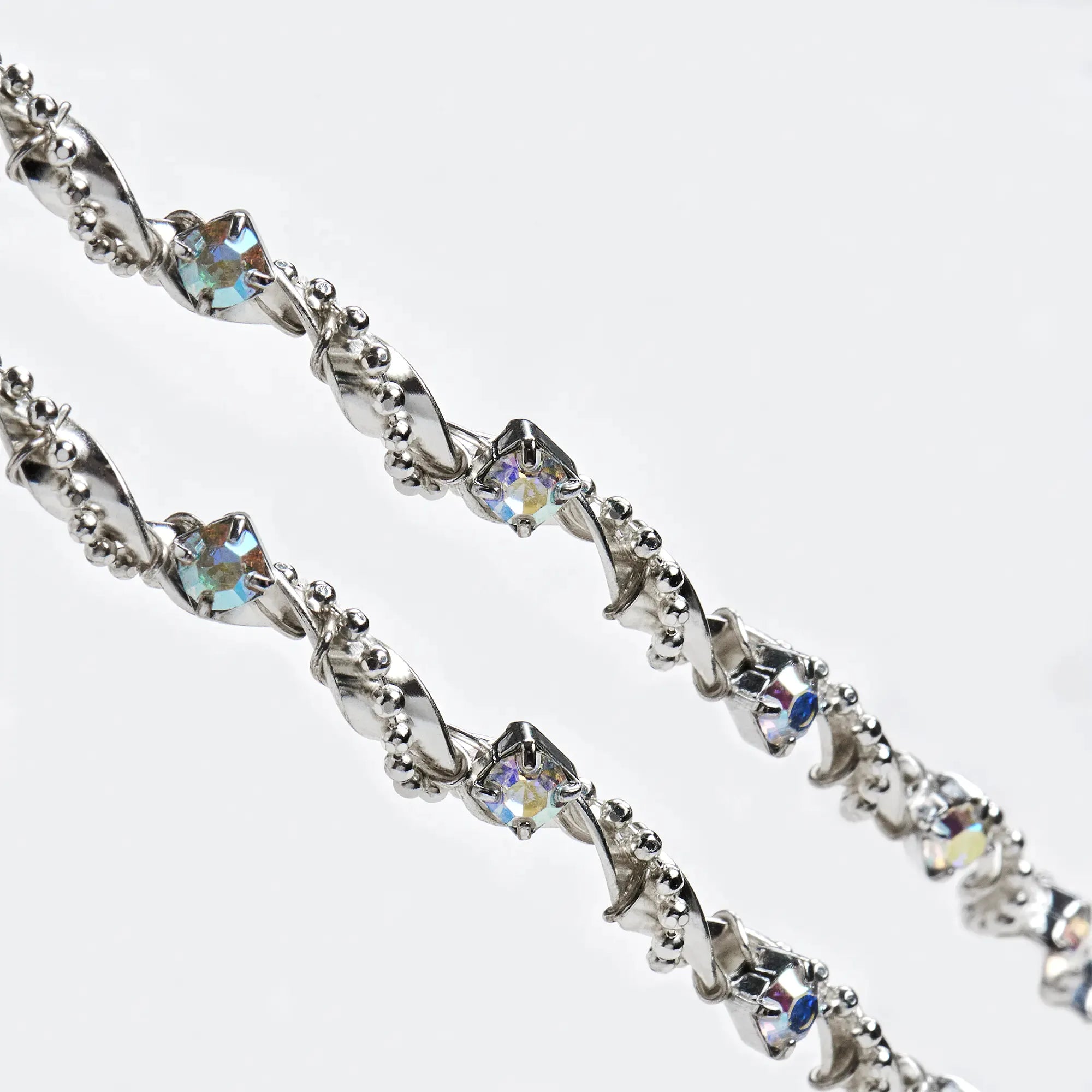 Greek Orthodox Beaded Chain Twist Wedding Crowns / Stefana with Colourful Crystals