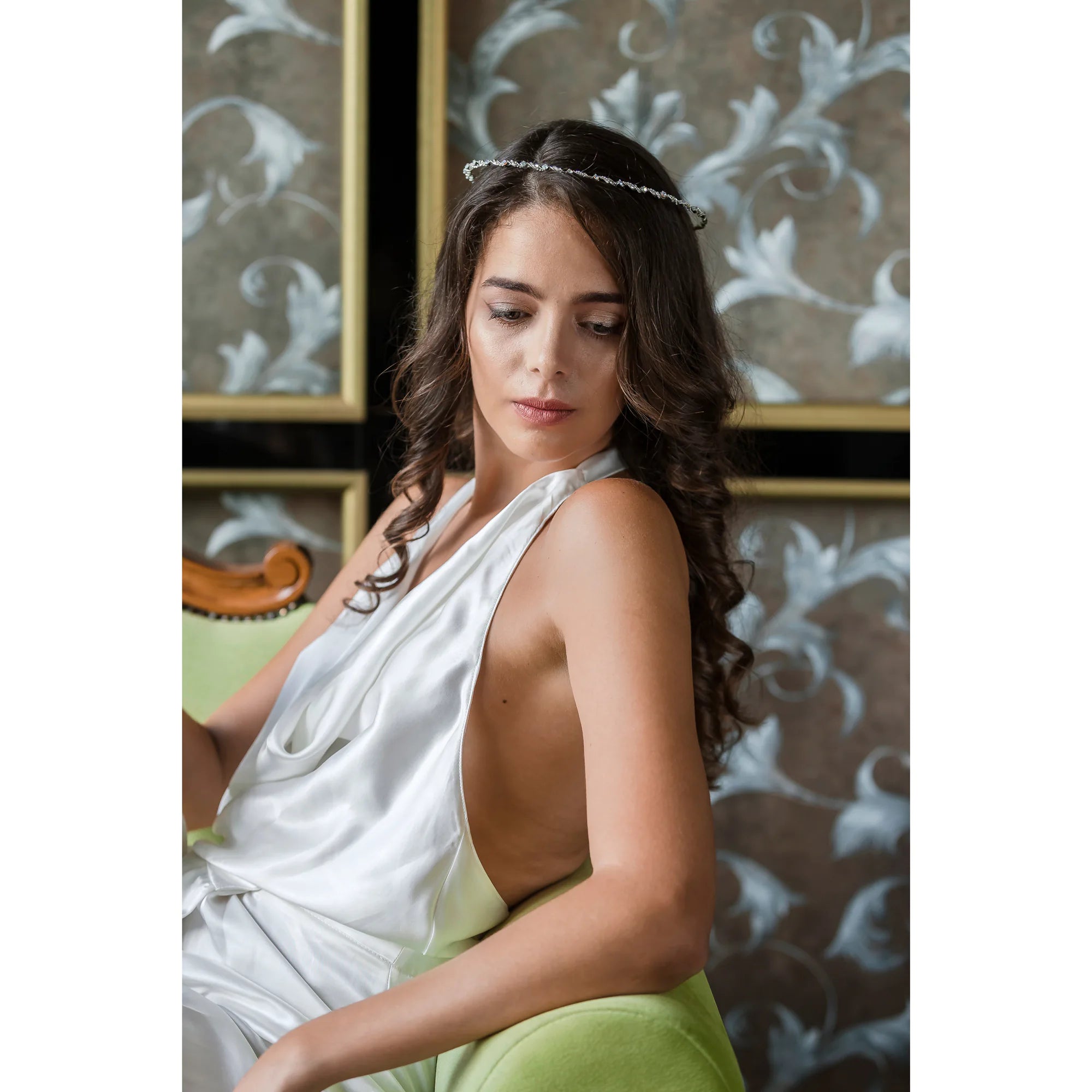 Greek Orthodox Beaded Chain Twist Wedding Crowns / Stefana with Colourful Crystals