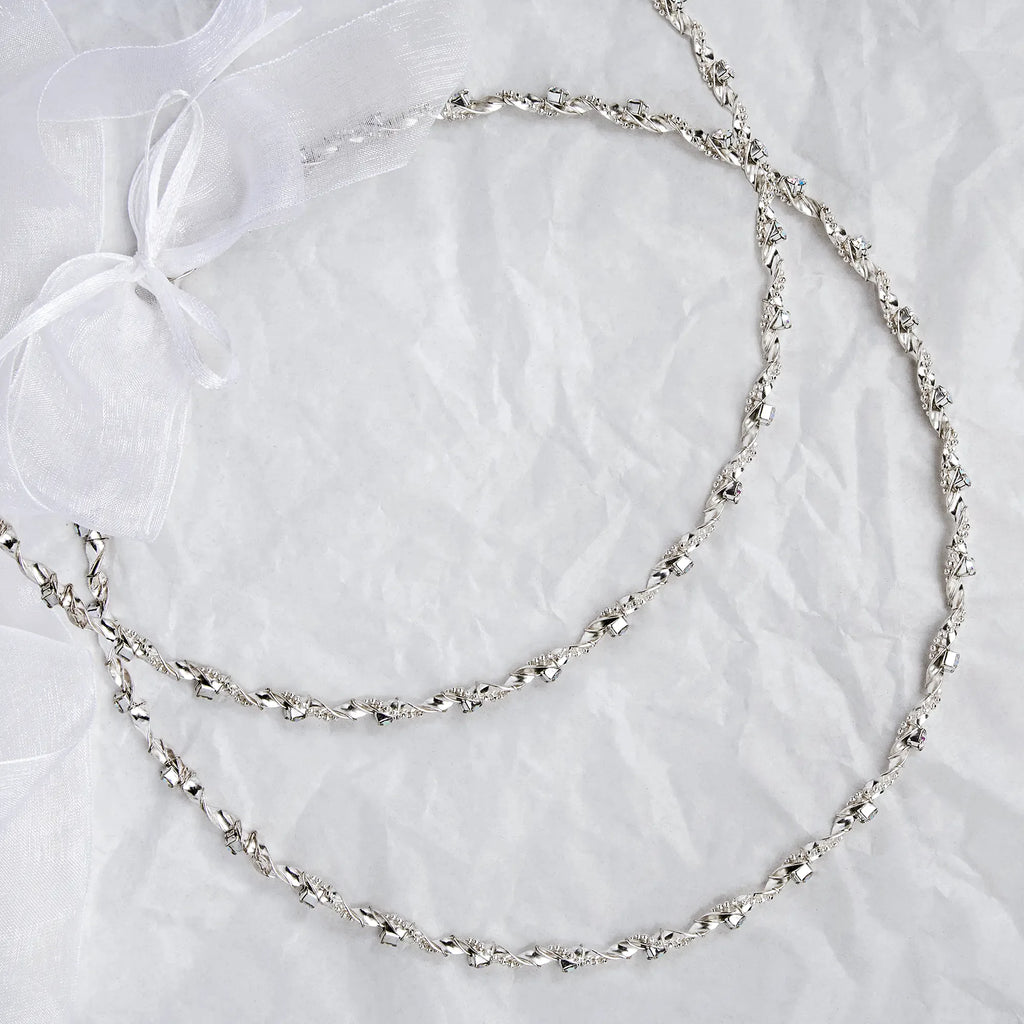 Greek Orthodox Beaded Chain Twist Wedding Crowns / Stefana with Colourful Crystals