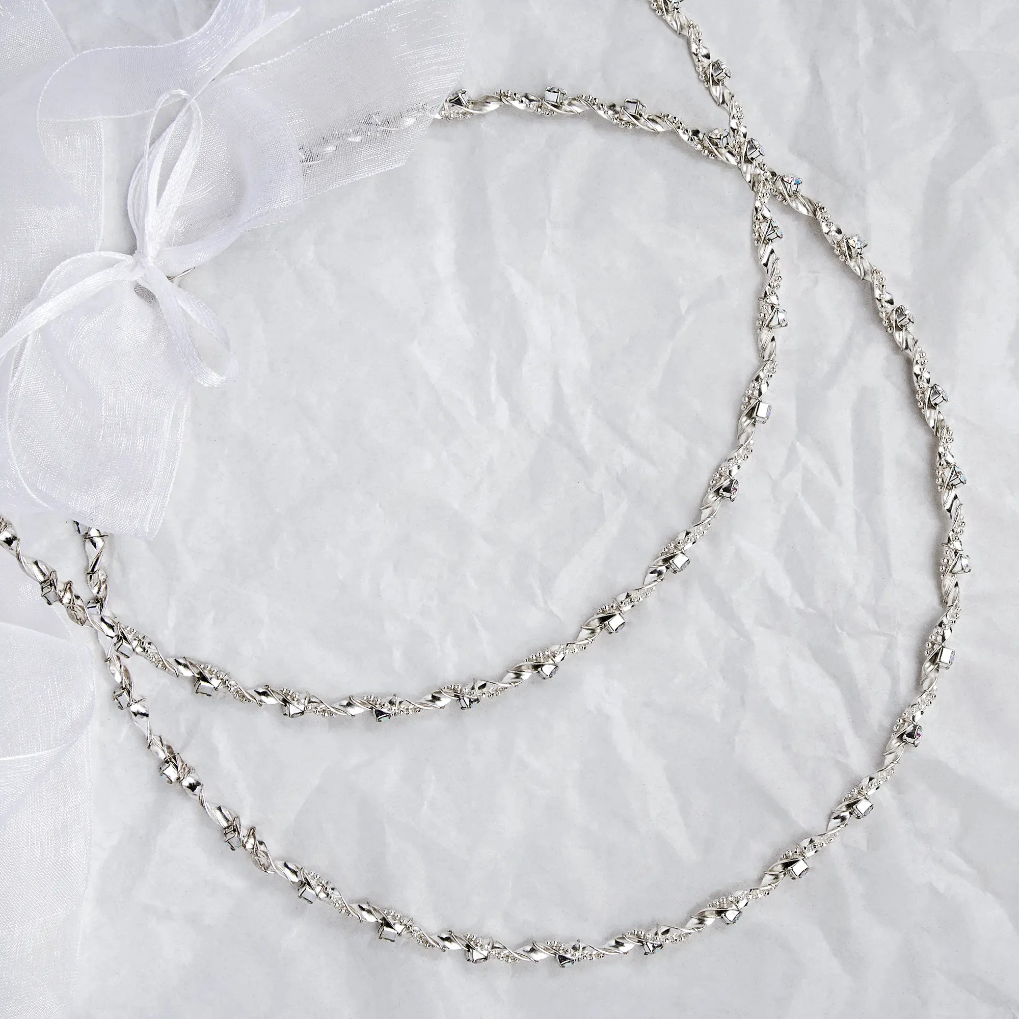 Greek Orthodox Beaded Chain Twist Wedding Crowns / Stefana with Colourful Crystals