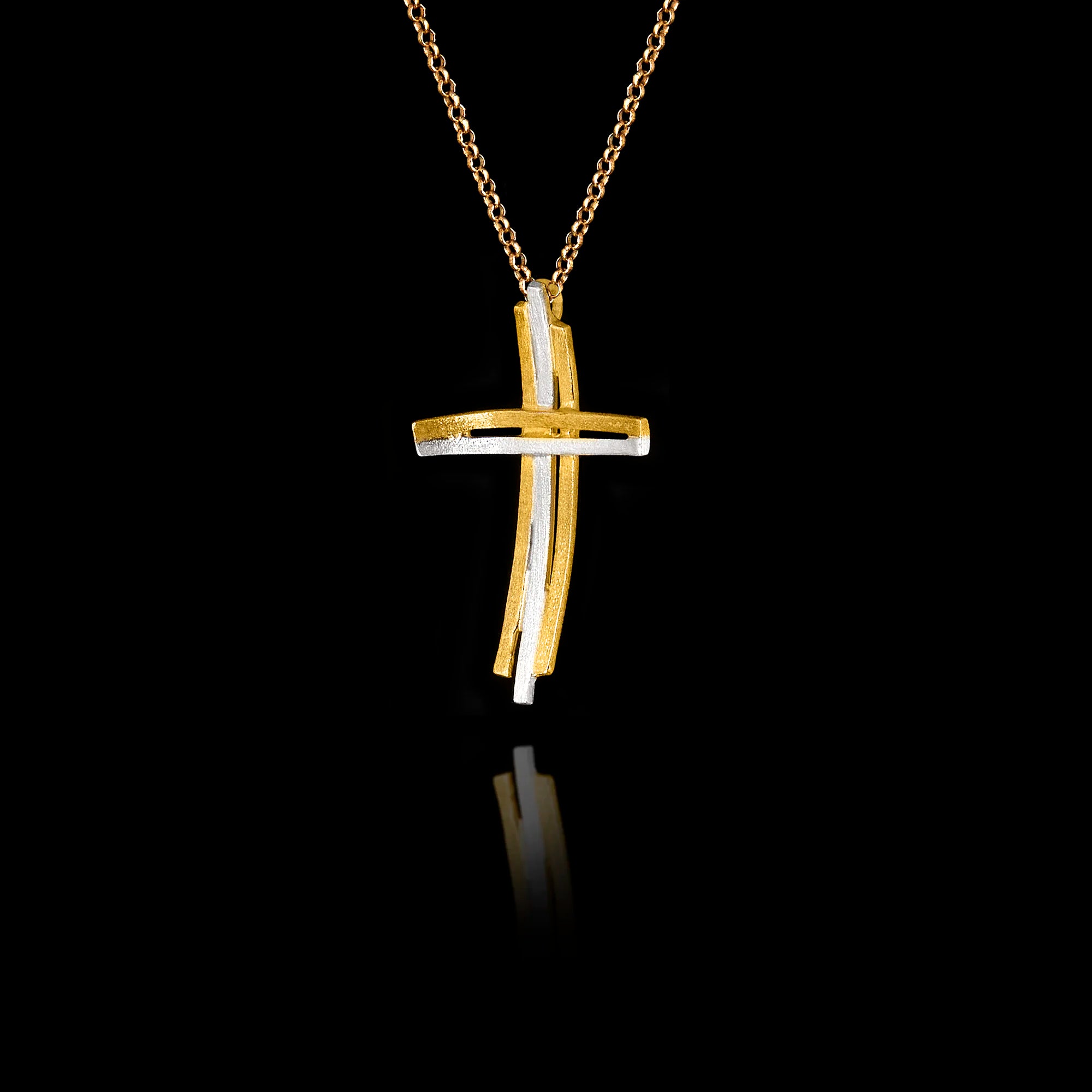 Modern Gold Cross Pendant – 925 Sterling Silver Secondary image