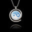 Round 925 sterling silver pendant with a spiral frame featuring a blue and white floral Yin Yang design.