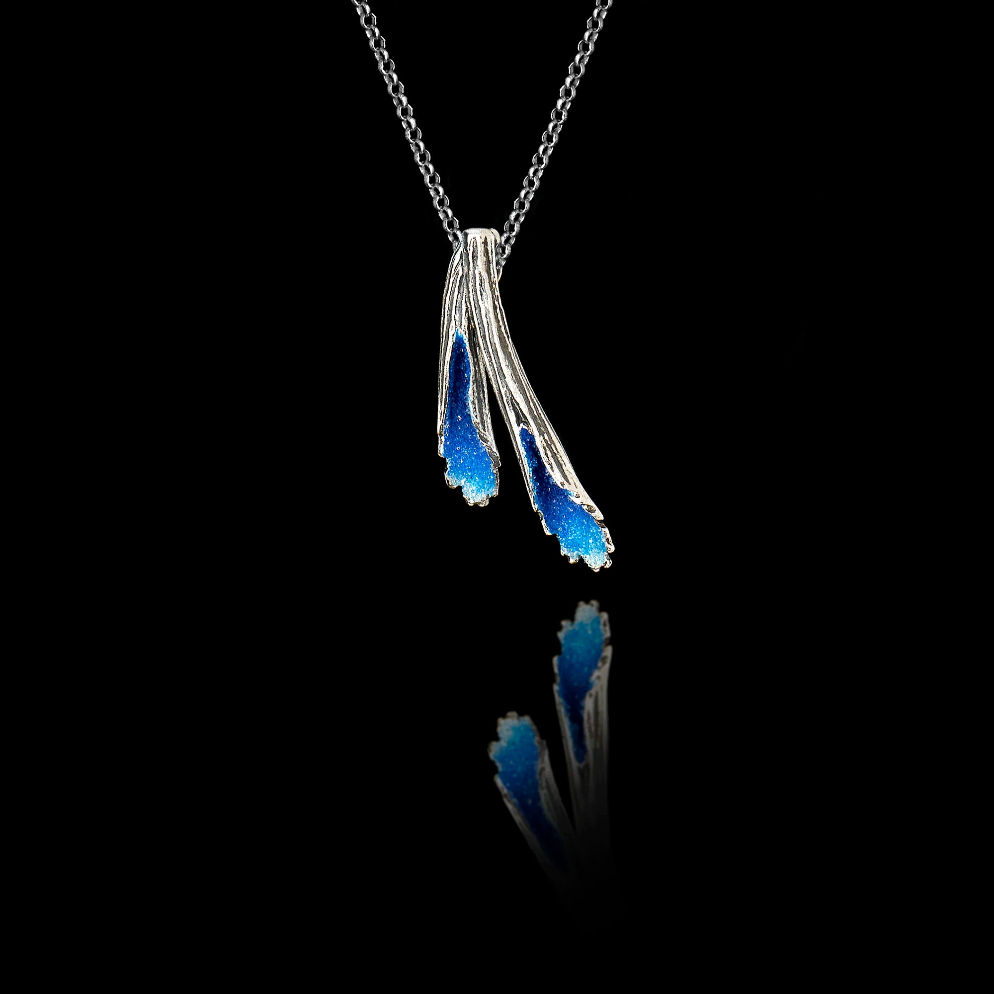 Blue Enamel Silver Pendant – 925 Sterling Silver Secondary image