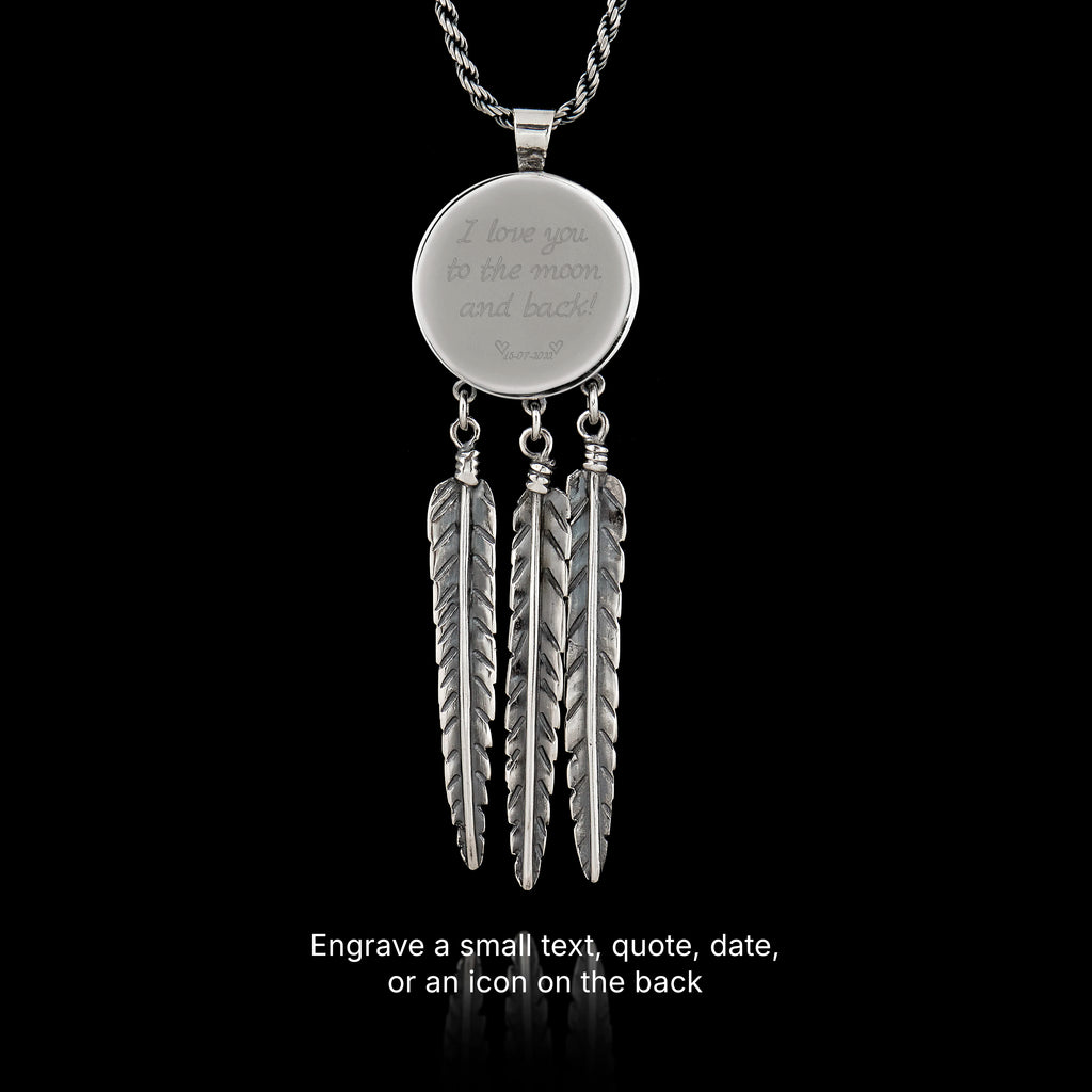 Full Moon Dreamcatcher Silver Pendant - Celestial Boho Necklace