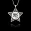 925 sterling silver five-pointed star pendant featuring a round ceramic insert with the Egyptian Eye of Ra symbol.
