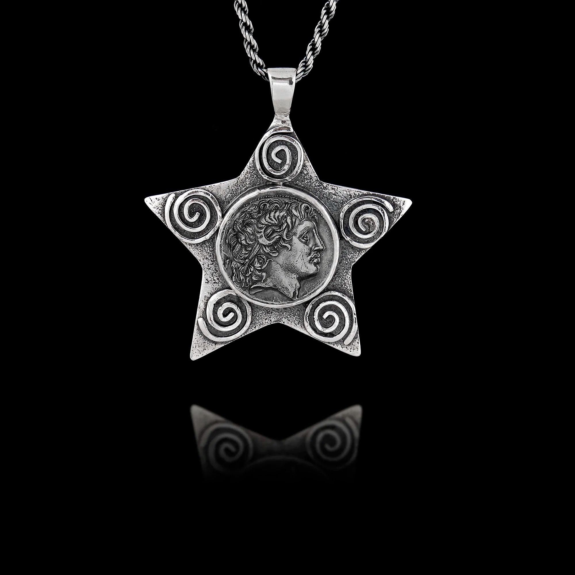 Alexander the Great Star Silver Pendant - Ancient Greek Coin Art Necklace Main image
