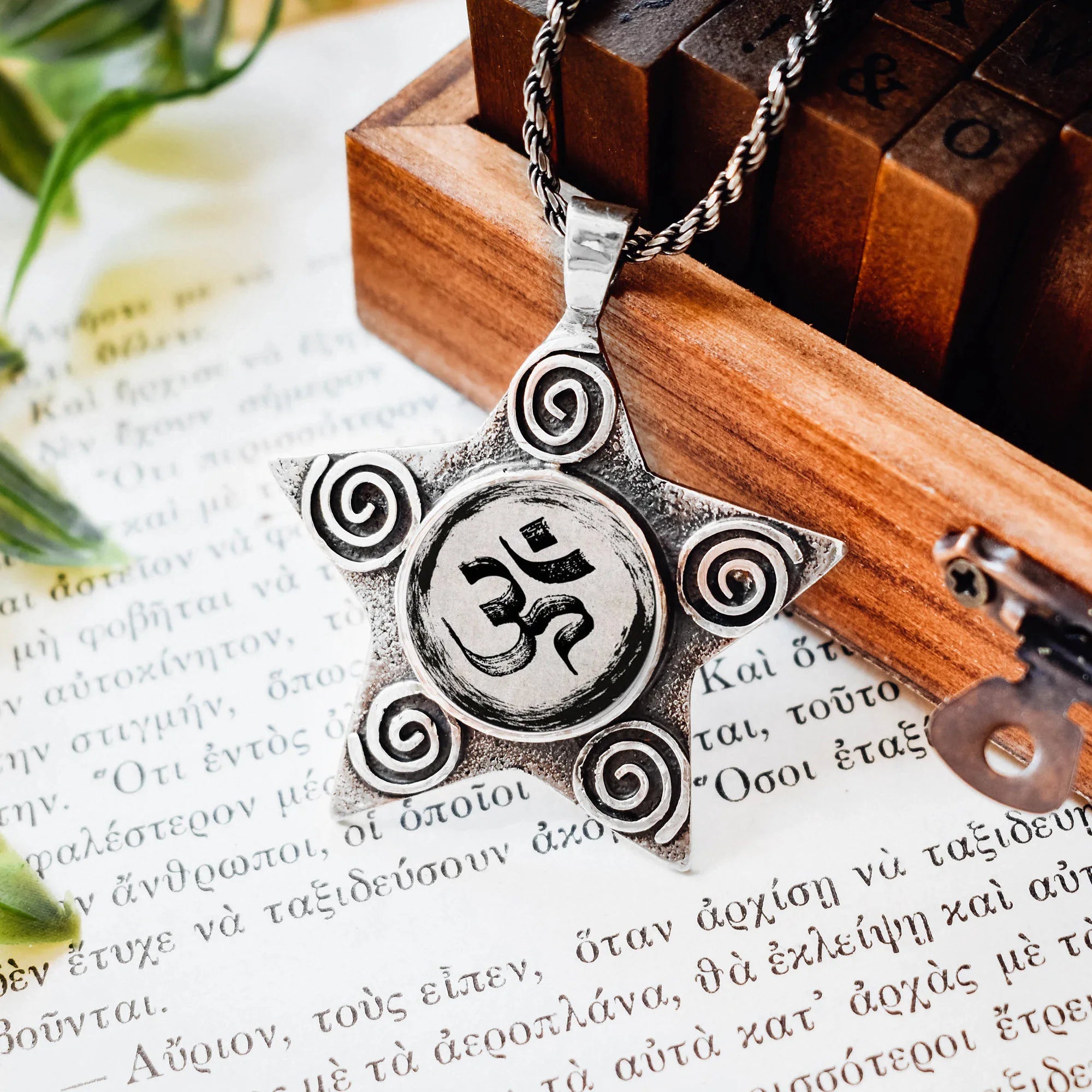 Om (Aum) Star Silver Pendant - Sacred Sound Yoga Necklace
