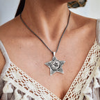 Om (Aum) Star Silver Pendant - Sacred Sound Yoga Necklace