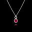 925 sterling silver pendant necklace featuring a round 5mm ruby gemstone in a bezel setting on an adjustable silver chain.
