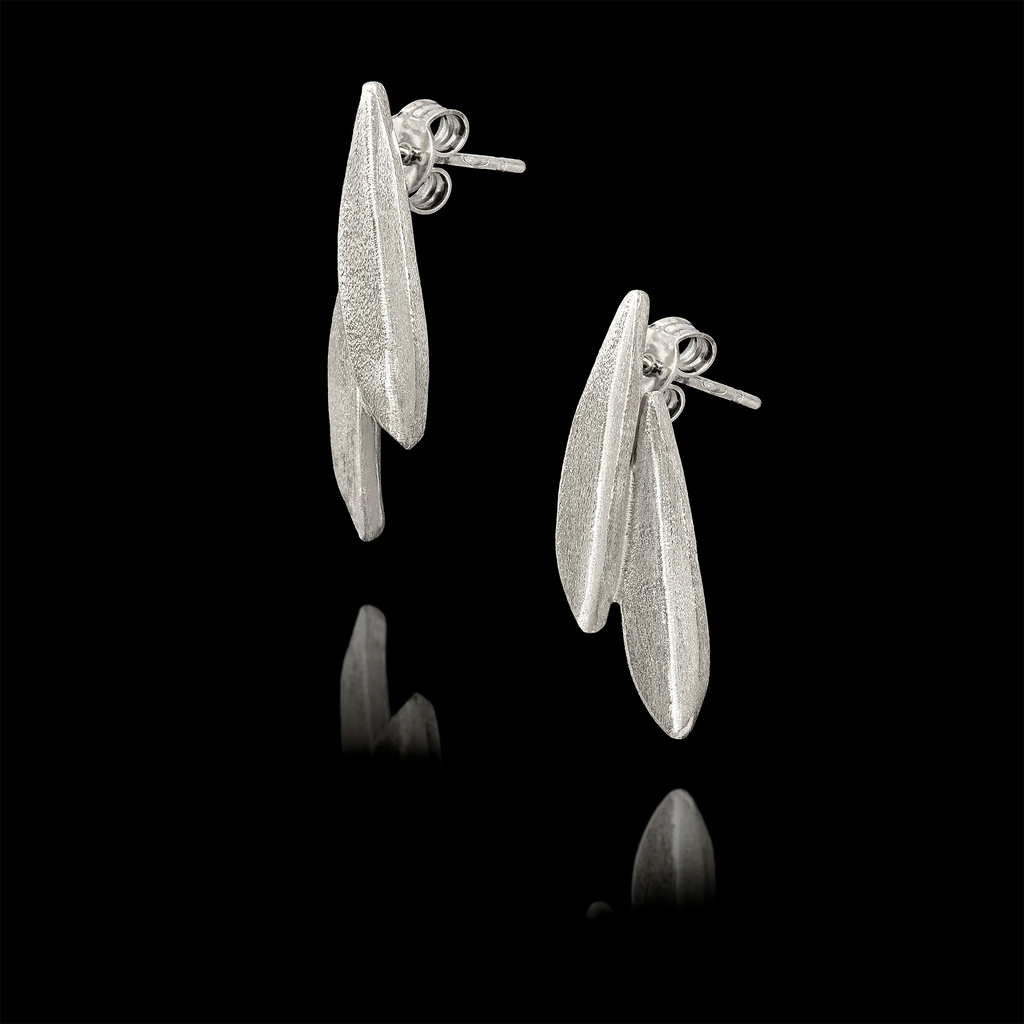 925 Sterling Silver Olive Leaf Stud Earrings