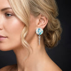 Blue Blossom Silver Earrings - Art Ceramic Jewellery