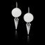 Pair of 925 sterling silver drop earrings with geometric triangle dangles and blank white ceramic inserts ready for custom printing.