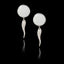 Pair of 925 sterling silver drop earrings featuring curved, sculptural silver dangles and blank white ceramic inserts ready for custom printing.