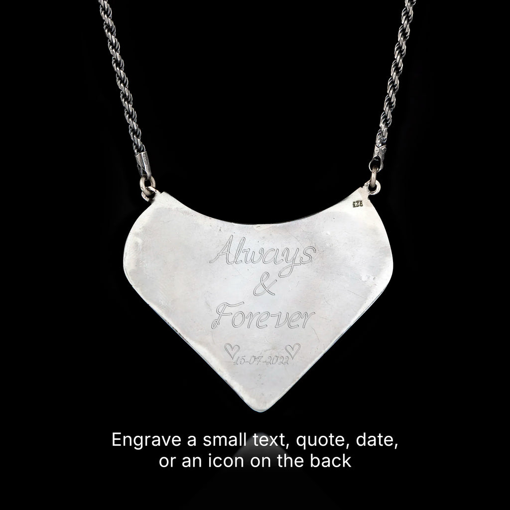 Evil Eye Heart Shield Silver Necklace - Modern Protection Amulet