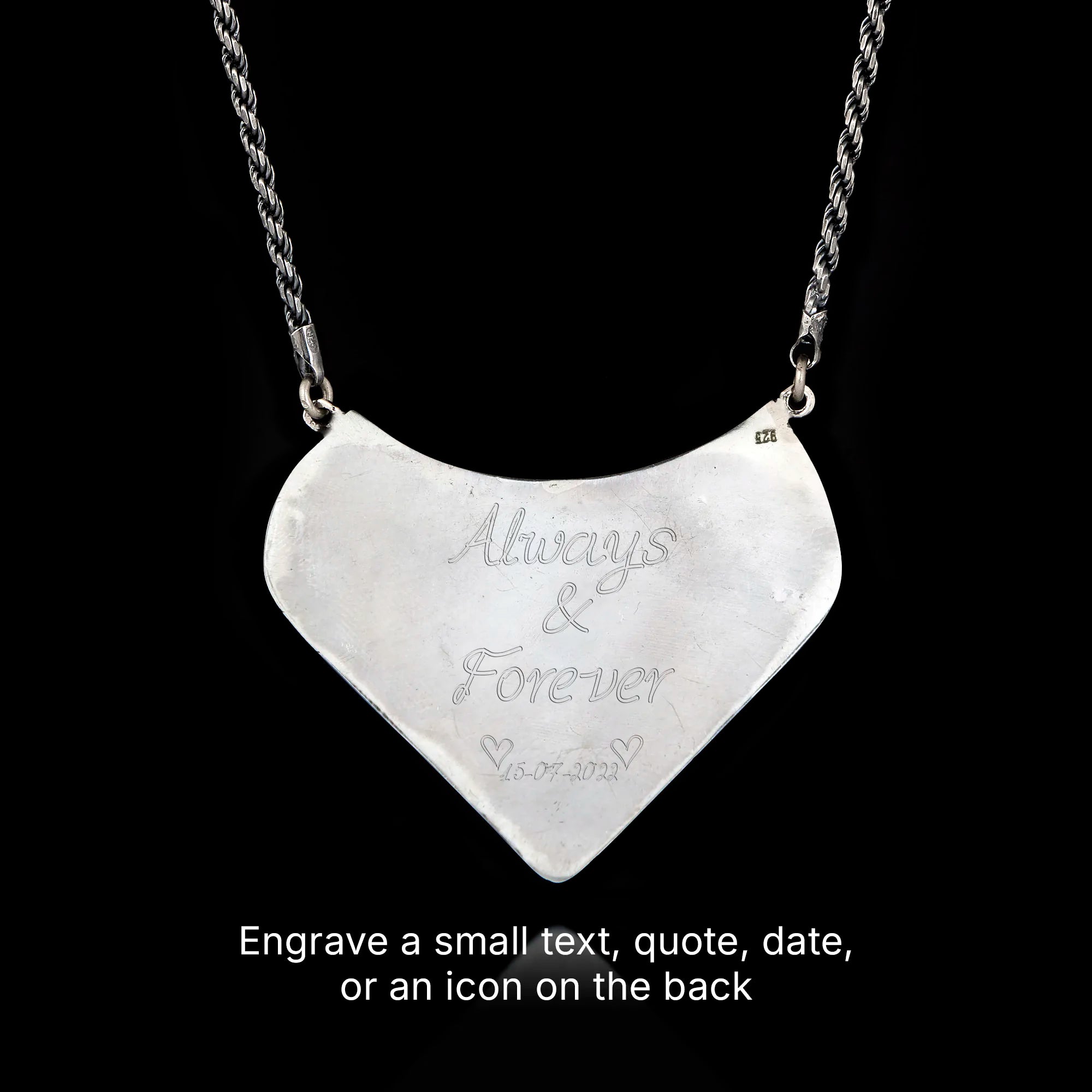 Evil Eye Heart Shield Silver Necklace - Modern Protection Amulet