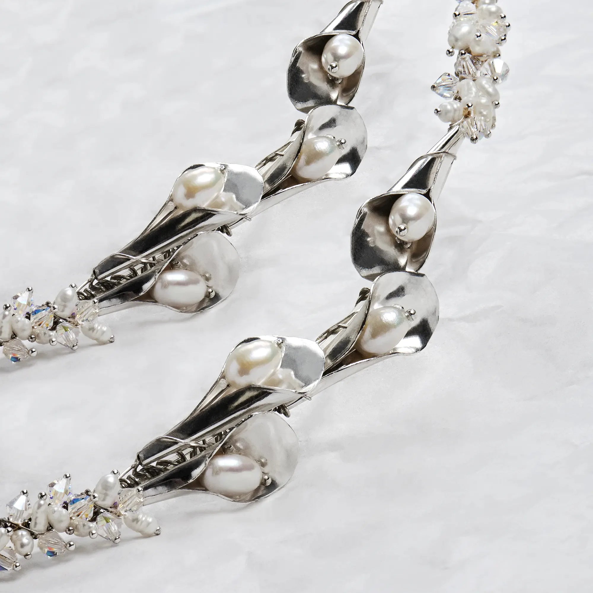 Greek Orthodox Lily Wedding Crowns/ Stefana with Swarovski Crystals & Pearls Secondary image