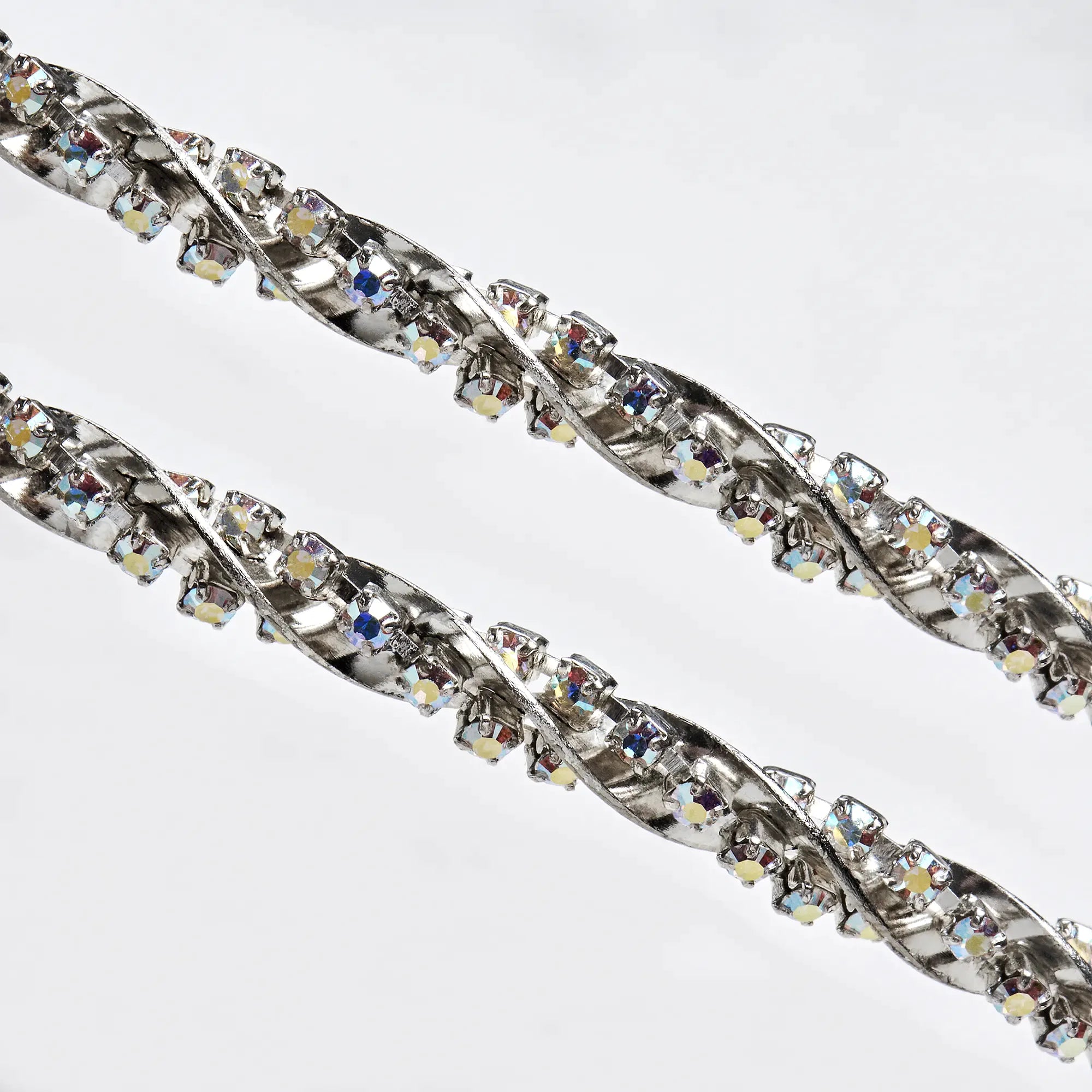 Greek Orthodox Twisted Braid Wedding Crowns/ Stefana with Colourful Crystals Secondary image