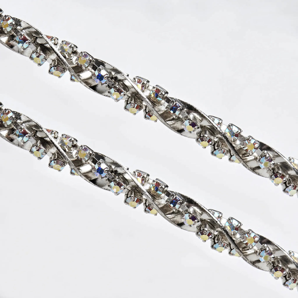 Greek Orthodox Twisted Braid Wedding Crowns/ Stefana with Colourful Crystals