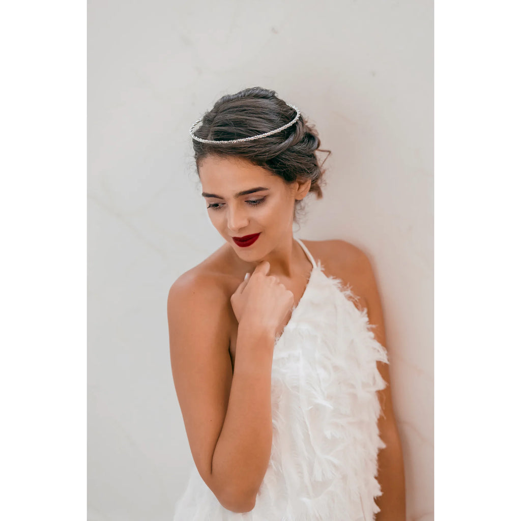 Greek Orthodox Twisted Braid Wedding Crowns/ Stefana with Colourful Crystals