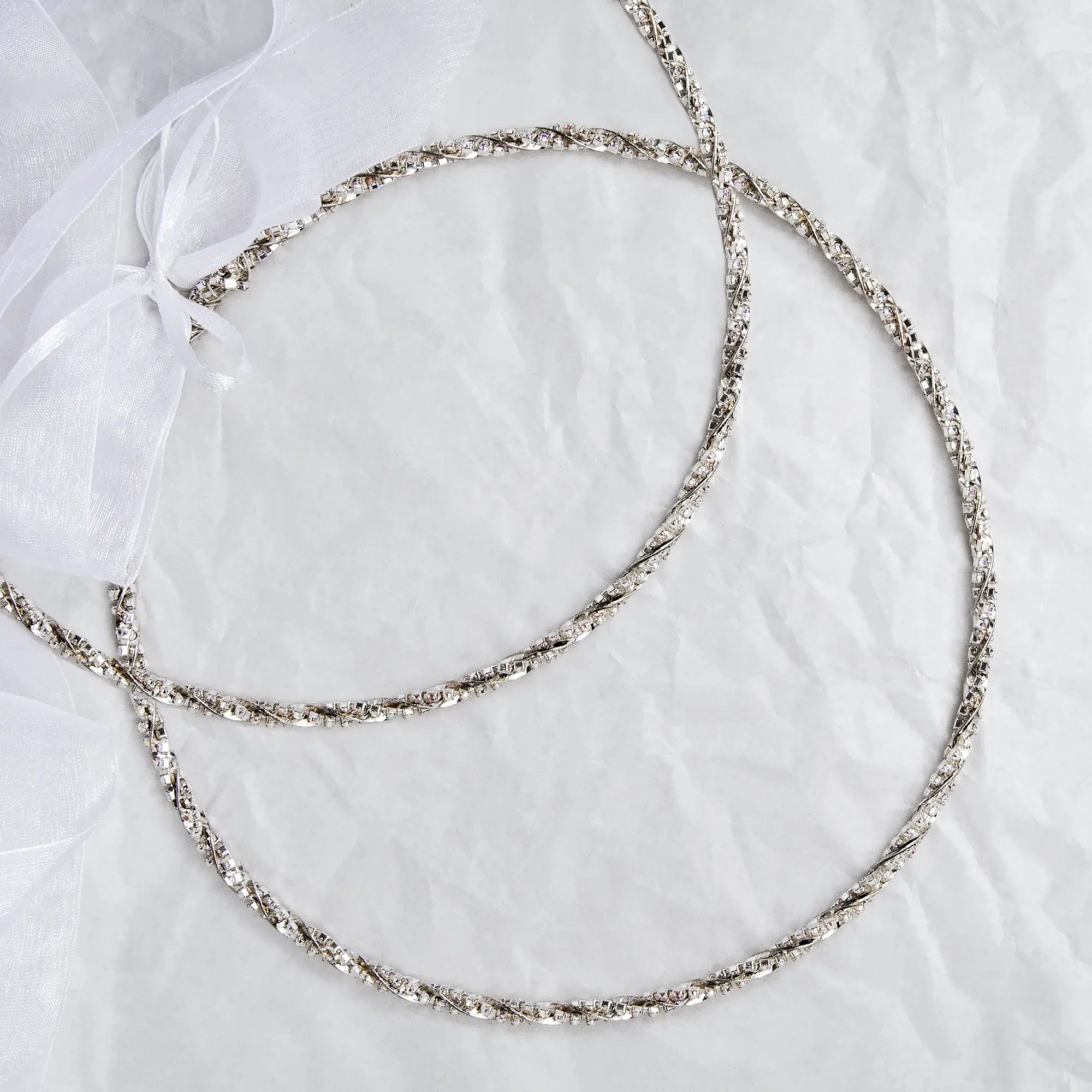 Greek Orthodox Twisted Braid Wedding Crowns/ Stefana with Colourful Crystals Main image